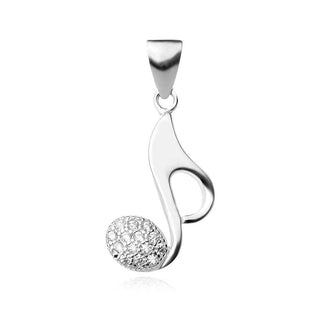 сребърен медальон, цирконий, родиево покритие, музикална нота
