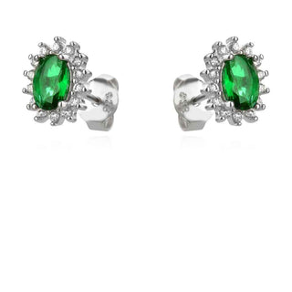 Сребърен комплект - Green Emera oval