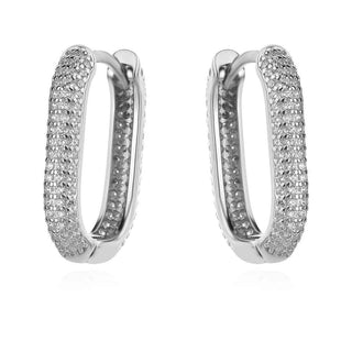 сребърни обеци, цирконий, родиево покритие, обеци тип халки