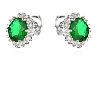 сребърни обеци, цирконий, родиево покритие