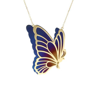 сребърно колие, титан, жълта позлата, без камък, пеперуда