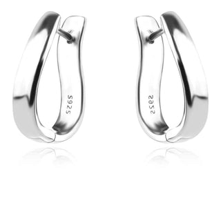 стилни сребърни обеци, стилни сребърни обеци, без камък, тип халки, родиево покритие