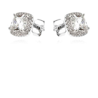 сребърни обеци, цирконий, родиево покритие,