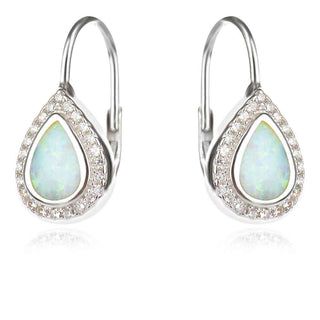 Сребърен комплект - White opal drop