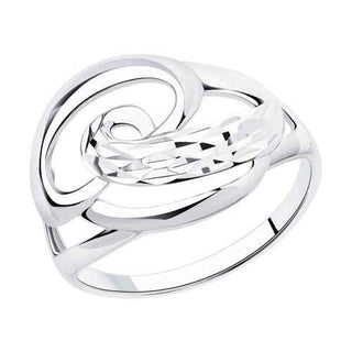 сребърен пръстен, лазерна обработка, без камък, родиево покритие, sokolov,