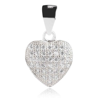 нежен сребърен медальон, сърце, цирконии