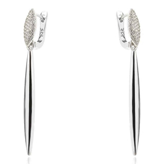 елегантни сребърни обеци, висящи обеци, цирконий, родиево покритие,