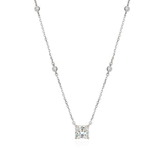 сребърно колие, цирконий А+++, родиево покритие