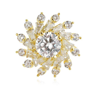 сребърна брошка, цирконий, жълта позлата,