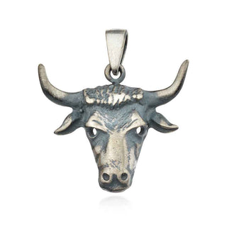 сребърен медальон, бик, оксидирано сребро, подходящ за мъже,