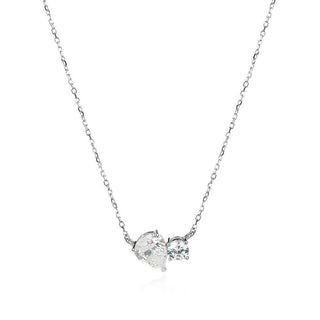 сребърно колие, цирконий А+++, родиево покритие