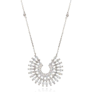 луксозно сребърно колие, цирконии, родиево покритие