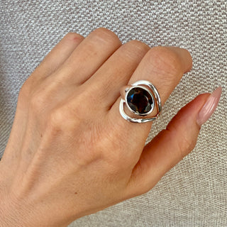 Сребърен пръстен - Mocha Veil Smoky Quartz
