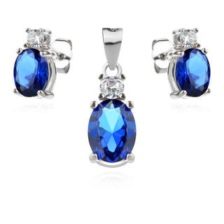 сребърен комплект, цирконий, родиево покритие