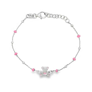Детска сребърна гривна - Tiny Bear Pink