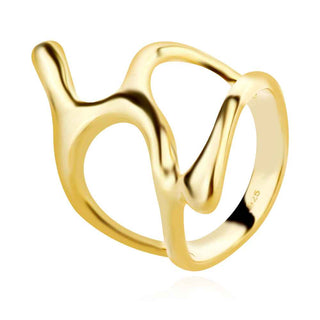 сребърен пръстен , без камък, жълта позлата