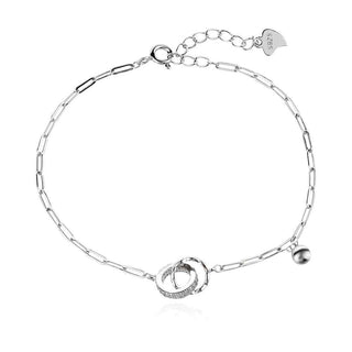 сребърна гривна, цирконий, родиево покритие,