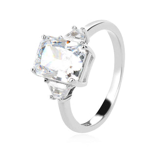 сребърен пръстен, мойсанит, цирконий, родиево покритие