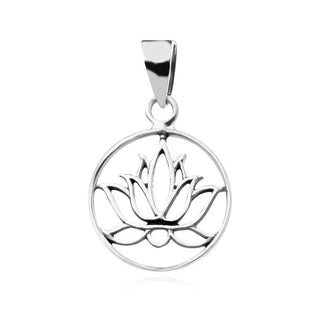 сребърен медальон, оксидирано сребро, без камък, лотос