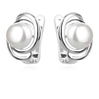 сребърни обеци, перла, родиево покритие,