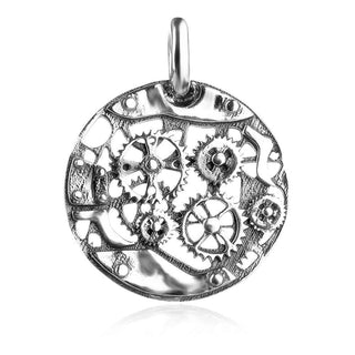 сребърен медальон, без камък, оксидирано сребро, Алгара,