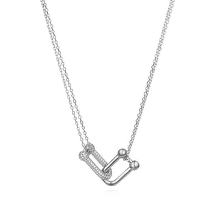 сребърно колие, цирконий, родиево покритие, по модел на Tiffany