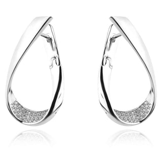 елегантни сребърни обеци, леко висящи, цирконий, родиево покритие,