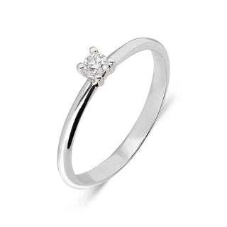 златен пръстен, тип годежен пръстен, бяло злато, диамант