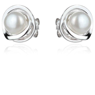 сребърни обеци, перла, родиево покритие