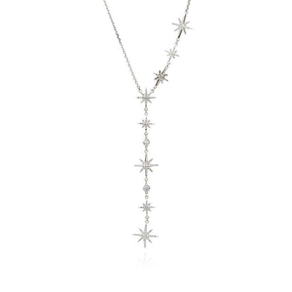 сребърно колие, звезда, цирконий, родиево покритие, стил APM Monaco,