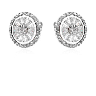 сребърни обеци, цирконий, родиево покритие