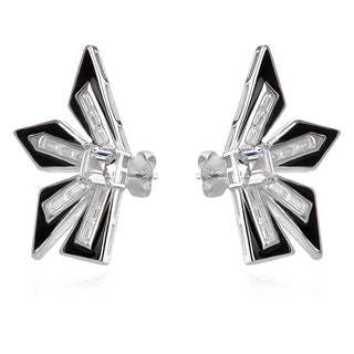 сребърни обеци, цирконий, родиево покритие, емайл