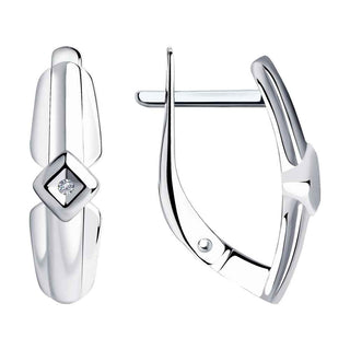 сребърни обеци, брилянти, родиево покритие, sokolov,