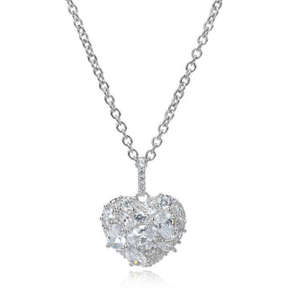 сребърно колие сърце с циркони