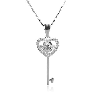 сребърно колие ключ сърце