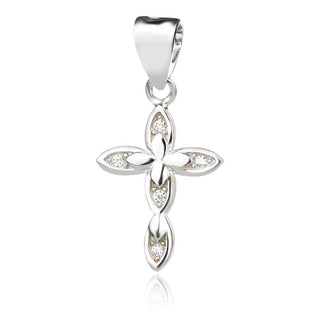 сребърен кръст, цирконий, родиево покритие,