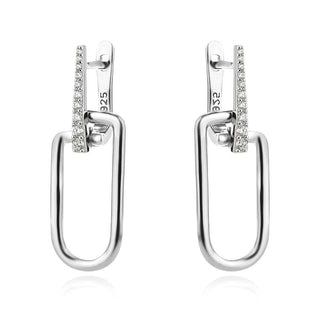 сребърни обеци, висящи обеци, цирконий,