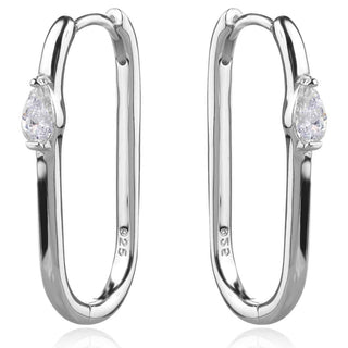 сребърни обеци халки с елипсовидна форма