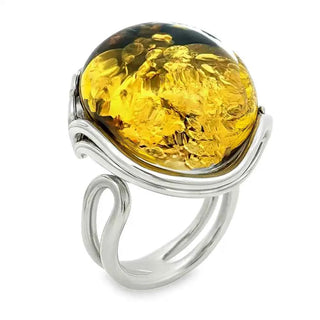 Сребърен пръстен - Ray Amber