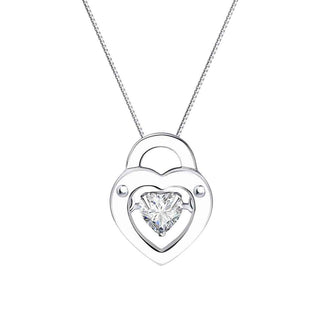 сребърно колие, танцуващ камък, cz swarovski, родиево покритие, sokolov,