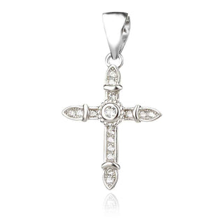 сребърен кръст, цирконий, родиево покритие