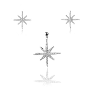 сребърен комплект метеорити с циркони