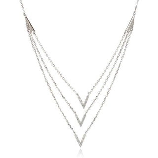 Сребърно колие с родиево покритие и цирконии