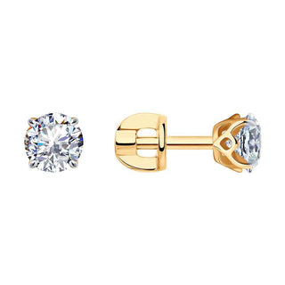 нежни сребърни обеци, розова позлата, CZ Swarovski, sokolov,