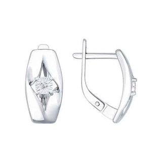 сребърни обеци, диамант, родиево покритие, sokolov,