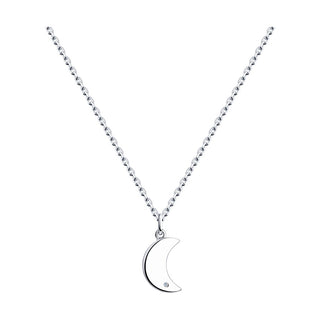 нежно сребърно колие, луна диамант, родиево покритие, sokolov