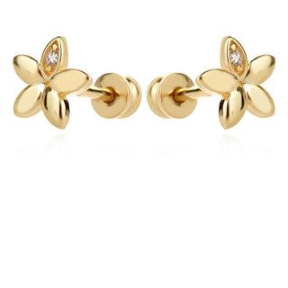 златни обеци, жълто злато, цирконий, подходящи за дете,