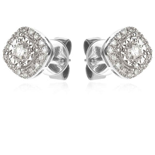 златни обеци, бяло злато, 18 карата, диаманти,