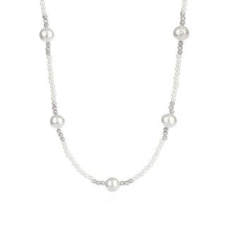 сребърно колие, перла, перла барок, родиево покритие