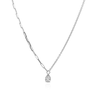 сребърно колие, капка, цирконий, родиево покритие